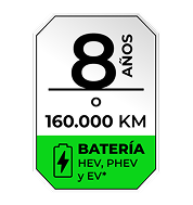 Garantía de 8 años o 160,000 km